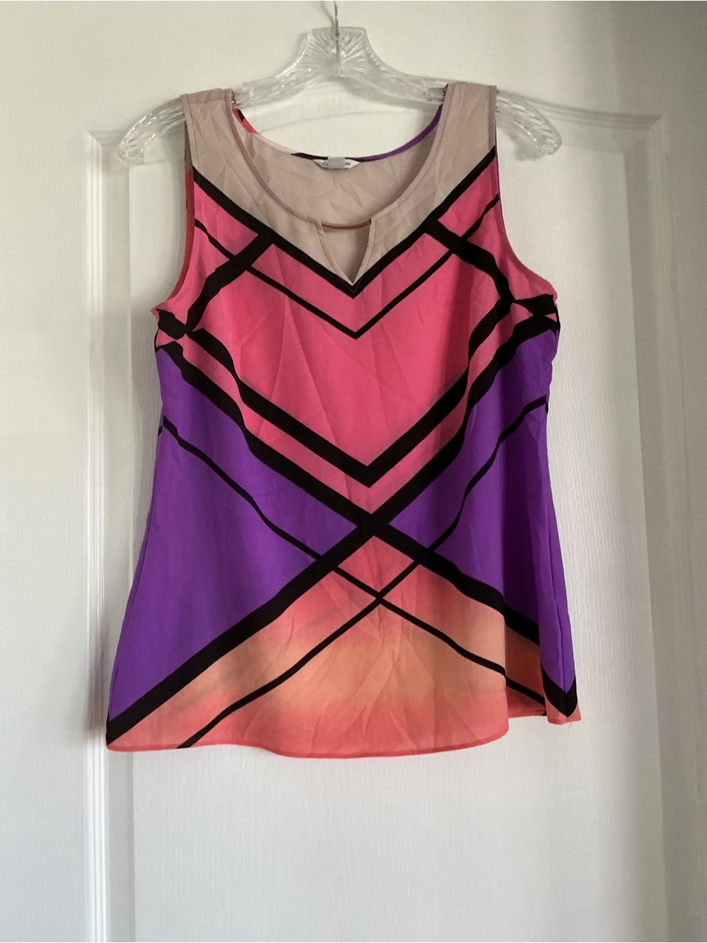 Calvin Klein Pink, Purple & Cream Geometric Sleeveless Camisole